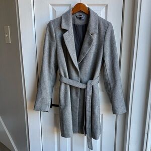 H&M Divided Gray Women's Belted Chevron Coat, Medium